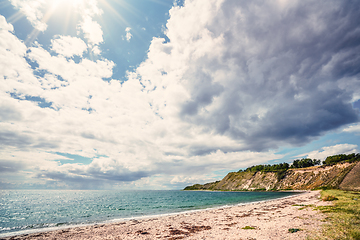 Image showing Beach with cliffs on a scandinavian seashore