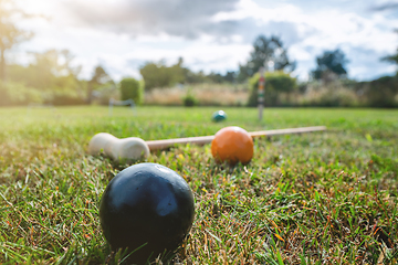 Image showing Croquet outdoor game on a lawn