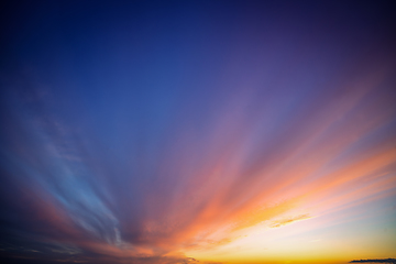 Image showing Colorful sunset in blue and violet colors