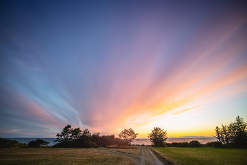 Image showing Beautiful colorful sunset in the summer