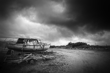 Image showing Abandoned boat in a bad condition