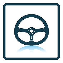 Image showing Icon of  steering wheel  on gray background, round shadow