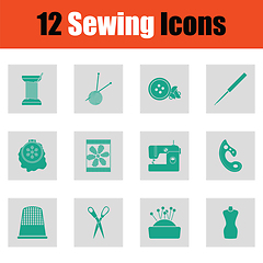 Image showing Set of twelve sewing icons