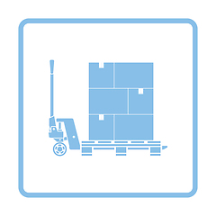 Image showing Hand hydraulic pallet truc with boxes icon