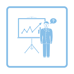 Image showing Clerk near analytics stand icon