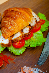 Image showing savory croissant brioche bread with chicken breast