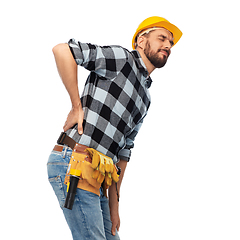 Image showing male worker or builder having back ache