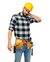 Image showing male worker or builder with neck pain