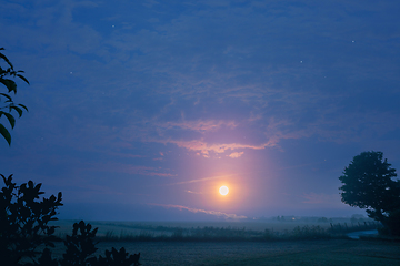 Image showing Night scenery with full moon shining