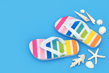 Image showing Summer Rainbow Flip Flops for Holiday Fun