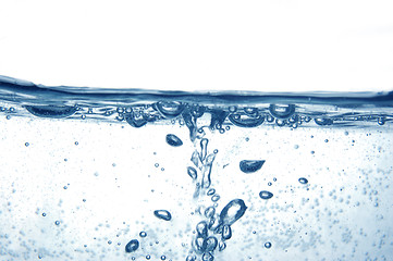 Image showing Blue water with bubbles 