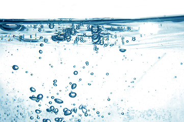 Image showing Blue water with bubbles 