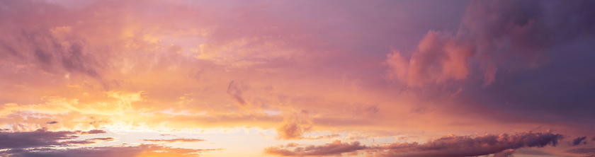 Image showing Panorama sunset with dramatic clouds