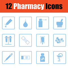 Image showing Set of twelve pharmacy icons