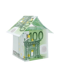 Image showing A house made from euro bills