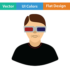 Image showing Man with 3d glasses icon