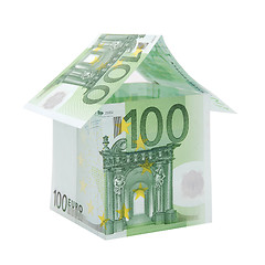 Image showing A house made from euro bills