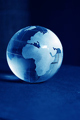 Image showing Blue glass globe high resolution image 