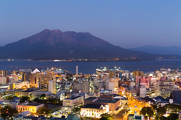 Image showing Volcano Sakurajima at night