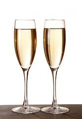 Image showing Two elegant champagne glasses