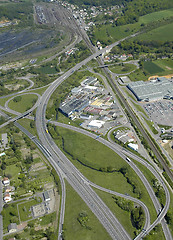 Image showing Aerial view of a junction motorway  in France