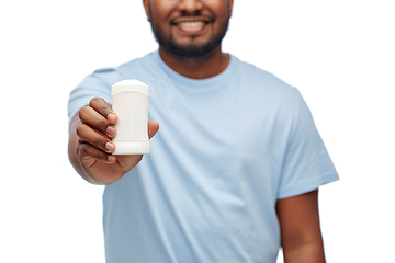 Image showing african american man with antiperspirant deodorant