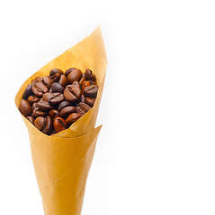 Image showing espresso coffee beans on a paper cone