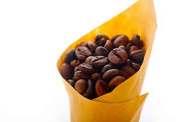 Image showing espresso coffee beans on a paper cone