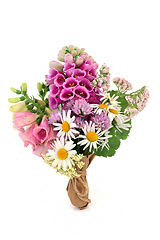 Image showing English Wildflower Posy with Summer Flowers