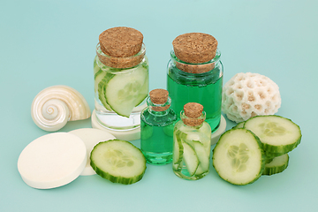 Image showing Natural Cucumber Skin Care Cleansing Beauty Treatment