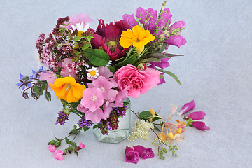 Image showing Native English Summer Flowers and Herb Composition