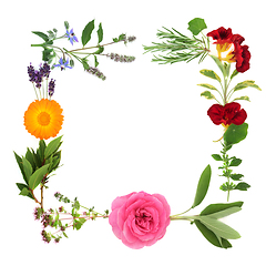 Image showing Abstract Floral Summer Wreath with Flowers and Herbs