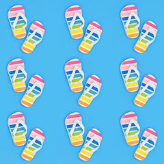 Image showing Rainbow Flip Flops Fun Holiday Footwear Background