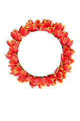 Image showing Beautiful Red Tulip Flower Wreath for Spring