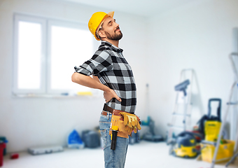 Image showing male worker or builder having back ache