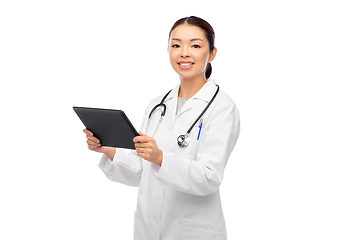 Image showing asian female doctor with tablet pc and stethoscope