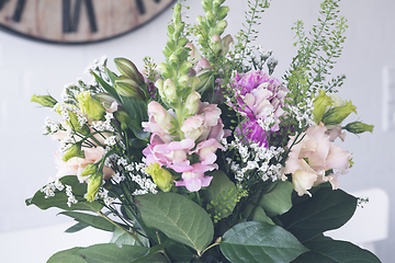 Image showing Beautiful boquet of flowers in various colors