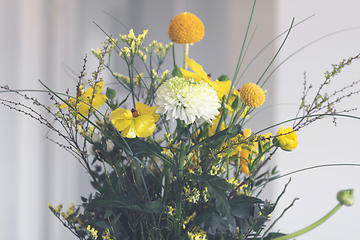 Image showing Bouquet of colorful flowers in yellow