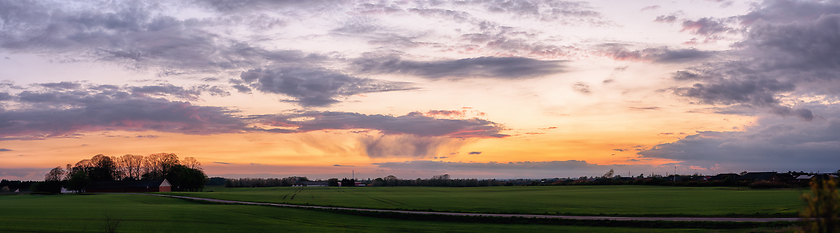 Image showing Dramatic cloudscape over a rural countryside