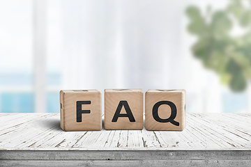 Image showing FAQ answers and questions sign made of wooden blocks