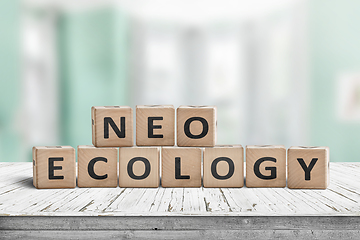Image showing Trendy neo ecology sign made of recycled wood