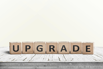 Image showing Upgrade sign made with wooden blocks