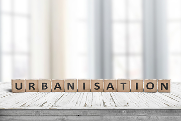 Image showing Urbanisation sign in a bright office