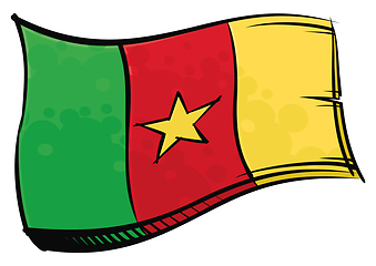 Image showing Painted Cameroon flag waving in wind