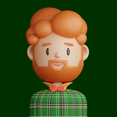 Image showing 3D cartoon avatar of smiling man with red hair