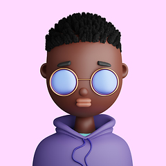 Image showing 3D cartoon avatar of smiling young  black man