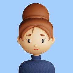 Image showing 3D cartoon avatar of smiling young woman