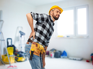 Image showing male worker or builder having back ache