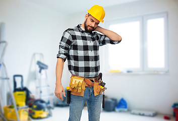 Image showing male worker or builder with neck pain