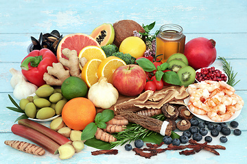 Image showing Large Collection of Immune Boosting Health Foods